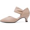 imageRIBONGZ Kitten Heels for Women Closed Toe Comfortable Low Heels Pointed Toe Sexy Slip on Pumps Bridal Party Dressy ShoesNude Pu