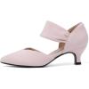 imageRIBONGZ Kitten Heels for Women Closed Toe Comfortable Low Heels Pointed Toe Sexy Slip on Pumps Bridal Party Dressy ShoesPink