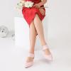 imageRIBONGZ Kitten Heels for Women Closed Toe Comfortable Low Heels Pointed Toe Sexy Slip on Pumps Bridal Party Dressy ShoesPink