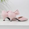imageRIBONGZ Kitten Heels for Women Closed Toe Comfortable Low Heels Pointed Toe Sexy Slip on Pumps Bridal Party Dressy ShoesPink