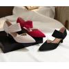 imageRIBONGZ Kitten Heels for Women Closed Toe Comfortable Low Heels Pointed Toe Sexy Slip on Pumps Bridal Party Dressy ShoesRed