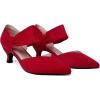 imageRIBONGZ Kitten Heels for Women Closed Toe Comfortable Low Heels Pointed Toe Sexy Slip on Pumps Bridal Party Dressy ShoesRed