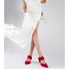 imageRIBONGZ Kitten Heels for Women Closed Toe Comfortable Low Heels Pointed Toe Sexy Slip on Pumps Bridal Party Dressy ShoesRed
