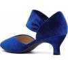 imageRIBONGZ Kitten Heels for Women Closed Toe Comfortable Low Heels Pointed Toe Sexy Slip on Pumps Bridal Party Dressy ShoesRoyal Blue