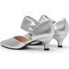 imageRIBONGZ Kitten Heels for Women Closed Toe Comfortable Low Heels Pointed Toe Sexy Slip on Pumps Bridal Party Dressy ShoesSilver
