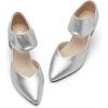 imageRIBONGZ Kitten Heels for Women Closed Toe Comfortable Low Heels Pointed Toe Sexy Slip on Pumps Bridal Party Dressy ShoesSilver