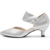 imageRIBONGZ Kitten Heels for Women Closed Toe Comfortable Low Heels Pointed Toe Sexy Slip on Pumps Bridal Party Dressy ShoesSilver