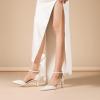 imageRIBONGZ Womens Wedding Shoes Glitter Sparkly Pointed Toe Strappy High Heels Sexy Ankle Strap Pumps Bridal Party Work Dress ShoesHp001white