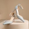 imageRIBONGZ Womens Wedding Shoes Glitter Sparkly Pointed Toe Strappy High Heels Sexy Ankle Strap Pumps Bridal Party Work Dress ShoesHp001xmwglittersilver