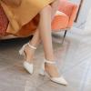 imageRIBONGZ Womens Wedding Shoes Glitter Sparkly Pointed Toe Strappy High Heels Sexy Ankle Strap Pumps Bridal Party Work Dress ShoesHp0022inwhite