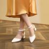 imageRIBONGZ Womens Wedding Shoes Glitter Sparkly Pointed Toe Strappy High Heels Sexy Ankle Strap Pumps Bridal Party Work Dress ShoesHp0022inwhite