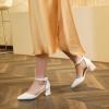imageRIBONGZ Womens Wedding Shoes Glitter Sparkly Pointed Toe Strappy High Heels Sexy Ankle Strap Pumps Bridal Party Work Dress ShoesHp0022inwhite