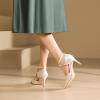 imageRIBONGZ Womens Wedding Shoes Glitter Sparkly Pointed Toe Strappy High Heels Sexy Ankle Strap Pumps Bridal Party Work Dress ShoesHp004stainwhite