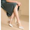 imageRIBONGZ Womens Wedding Shoes Glitter Sparkly Pointed Toe Strappy High Heels Sexy Ankle Strap Pumps Bridal Party Work Dress ShoesHp004stainwhite