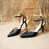 imageRIBONGZ Womens Wedding Shoes Glitter Sparkly Pointed Toe Strappy High Heels Sexy Ankle Strap Pumps Bridal Party Work Dress ShoesHp005black