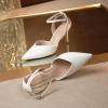 imageRIBONGZ Womens Wedding Shoes Glitter Sparkly Pointed Toe Strappy High Heels Sexy Ankle Strap Pumps Bridal Party Work Dress ShoesHp005white
