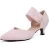 imageRIBONGZ Kitten Heels for Women Closed Toe Comfortable Low Heels Pointed Toe Sexy Slip on Pumps Bridal Party Dressy ShoesPink