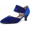 imageRIBONGZ Kitten Heels for Women Closed Toe Comfortable Low Heels Pointed Toe Sexy Slip on Pumps Bridal Party Dressy ShoesRoyal Blue