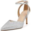 imageRIBONGZ Womens Wedding Shoes Glitter Sparkly Pointed Toe Strappy High Heels Sexy Ankle Strap Pumps Bridal Party Work Dress ShoesHp005glittersilver