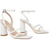 imageRIBONGZ Block Heels Prom Heeled Sandals for Women Chunky Square Open Toe Strappy High Heels Ankle Strap Wedding Bridal Shoes High Heel Sandals for Party DressWhite