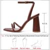 imageRIBONGZ Block Heels Prom Heeled Sandals for Women Chunky Square Open Toe Strappy High Heels Ankle Strap Wedding Bridal Shoes High Heel Sandals for Party DressBrown