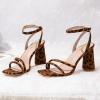 imageRIBONGZ Block Heels Prom Heeled Sandals for Women Chunky Square Open Toe Strappy High Heels Ankle Strap Wedding Bridal Shoes High Heel Sandals for Party DressLeopard
