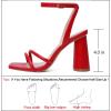 imageRIBONGZ Block Heels Prom Heeled Sandals for Women Chunky Square Open Toe Strappy High Heels Ankle Strap Wedding Bridal Shoes High Heel Sandals for Party DressRed