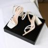 imageRIBONGZ Block Heels Prom Heeled Sandals for Women Chunky Square Open Toe Strappy High Heels Ankle Strap Wedding Bridal Shoes High Heel Sandals for Party DressWhite