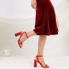 imageRIBONGZ Block Heels Prom Heeled Sandals for Women Chunky Square Open Toe Strappy High Heels Ankle Strap Wedding Bridal Shoes High Heel Sandals for Party DressRed