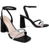 imageRIBONGZ Block Heels Prom Heeled Sandals for Women Chunky Square Open Toe Strappy High Heels Ankle Strap Wedding Bridal Shoes High Heel Sandals for Party DressSparkly Black