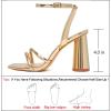 imageRIBONGZ Block Heels Prom Heeled Sandals for Women Chunky Square Open Toe Strappy High Heels Ankle Strap Wedding Bridal Shoes High Heel Sandals for Party DressGold