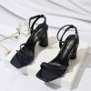imageRIBONGZ Block Heels Prom Heeled Sandals for Women Chunky Square Open Toe Strappy High Heels Ankle Strap Wedding Bridal Shoes High Heel Sandals for Party DressNavy