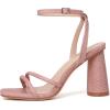 imageRIBONGZ Block Heels Prom Heeled Sandals for Women Chunky Square Open Toe Strappy High Heels Ankle Strap Wedding Bridal Shoes High Heel Sandals for Party DressLight Pink