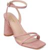 imageRIBONGZ Block Heels Prom Heeled Sandals for Women Chunky Square Open Toe Strappy High Heels Ankle Strap Wedding Bridal Shoes High Heel Sandals for Party DressLight Pink