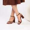 imageRIBONGZ Block Heels Prom Heeled Sandals for Women Chunky Square Open Toe Strappy High Heels Ankle Strap Wedding Bridal Shoes High Heel Sandals for Party DressBrown