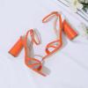 imageRIBONGZ Block Heels Prom Heeled Sandals for Women Chunky Square Open Toe Strappy High Heels Ankle Strap Wedding Bridal Shoes High Heel Sandals for Party DressOrange