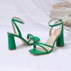 imageRIBONGZ Block Heels Prom Heeled Sandals for Women Chunky Square Open Toe Strappy High Heels Ankle Strap Wedding Bridal Shoes High Heel Sandals for Party DressGreen