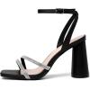 imageRIBONGZ Block Heels Prom Heeled Sandals for Women Chunky Square Open Toe Strappy High Heels Ankle Strap Wedding Bridal Shoes High Heel Sandals for Party DressSparkly Black