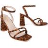 imageRIBONGZ Block Heels Prom Heeled Sandals for Women Chunky Square Open Toe Strappy High Heels Ankle Strap Wedding Bridal Shoes High Heel Sandals for Party DressLeopard