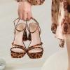 imageRIBONGZ Block Heels Prom Heeled Sandals for Women Chunky Square Open Toe Strappy High Heels Ankle Strap Wedding Bridal Shoes High Heel Sandals for Party DressLeopard