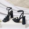 imageRIBONGZ Block Heels Prom Heeled Sandals for Women Chunky Square Open Toe Strappy High Heels Ankle Strap Wedding Bridal Shoes High Heel Sandals for Party DressNavy