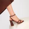 imageRIBONGZ Block Heels Prom Heeled Sandals for Women Chunky Square Open Toe Strappy High Heels Ankle Strap Wedding Bridal Shoes High Heel Sandals for Party DressBrown
