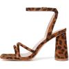 imageRIBONGZ Block Heels Prom Heeled Sandals for Women Chunky Square Open Toe Strappy High Heels Ankle Strap Wedding Bridal Shoes High Heel Sandals for Party DressLeopard