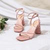 imageRIBONGZ Block Heels Prom Heeled Sandals for Women Chunky Square Open Toe Strappy High Heels Ankle Strap Wedding Bridal Shoes High Heel Sandals for Party DressLight Pink