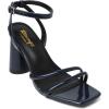 imageRIBONGZ Block Heels Prom Heeled Sandals for Women Chunky Square Open Toe Strappy High Heels Ankle Strap Wedding Bridal Shoes High Heel Sandals for Party DressNavy