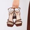 imageRIBONGZ Block Heels Prom Heeled Sandals for Women Chunky Square Open Toe Strappy High Heels Ankle Strap Wedding Bridal Shoes High Heel Sandals for Party DressBrown