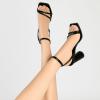 imageRIBONGZ Block Heels Prom Heeled Sandals for Women Chunky Square Open Toe Strappy High Heels Ankle Strap Wedding Bridal Shoes High Heel Sandals for Party DressBlack