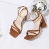 imageRIBONGZ Block Heels Prom Heeled Sandals for Women Chunky Square Open Toe Strappy High Heels Ankle Strap Wedding Bridal Shoes High Heel Sandals for Party DressLight Brown