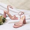 imageRIBONGZ Block Heels Prom Heeled Sandals for Women Chunky Square Open Toe Strappy High Heels Ankle Strap Wedding Bridal Shoes High Heel Sandals for Party DressLight Pink