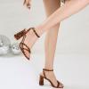 imageRIBONGZ Block Heels Prom Heeled Sandals for Women Chunky Square Open Toe Strappy High Heels Ankle Strap Wedding Bridal Shoes High Heel Sandals for Party DressLeopard
